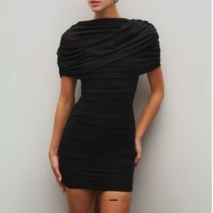 Heiress Beverly Hills Draped Shoulder Mini Dress Black